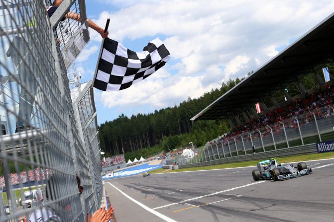 The German claimed the checkered flag ahead of second-placed Mercedes teammate Lewis Hamilton to extend his championship lead.