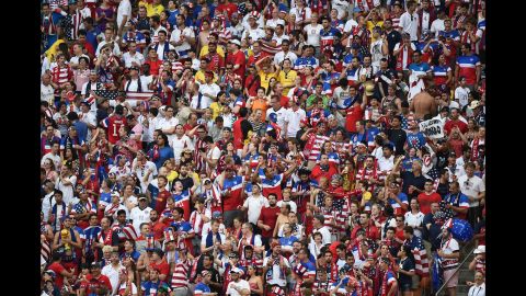 United States supporters gather at the Arena Amazonia in Manaus, Brazil. Broadcasters said the heat and humidity were oppressive. 