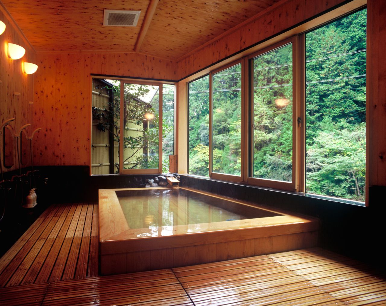 The onsen water at Wakayama's Kamigoten Ryokan is said to have high quantities of sodium bicarbonate, which leaves a silky, soft film on the skin.