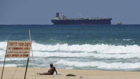 The SCF Altai tanker, carrying crude oil from Iraq's Kurdish region, anchors near Ashkelon in southern Israel on Sunday.