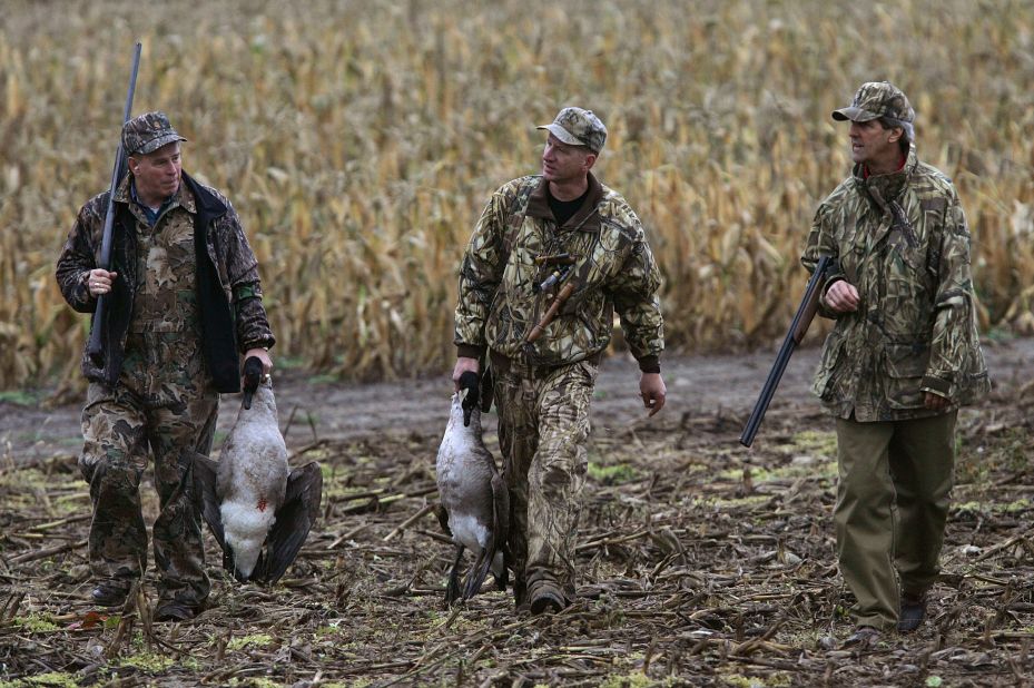 John Kerry, a gun and a few dead geese: Kerry 2004's presidential campaign staged a photo-op in Youngstown, Ohio, where the then-senator (right) went  hunting dressed in full camouflage. At the time, Kerry adviser Mike McCurry told CNN that voters needed to get a "better sense of John Kerry, the guy." Click through the images to see other times politicians tried to be a regular guy or gal.