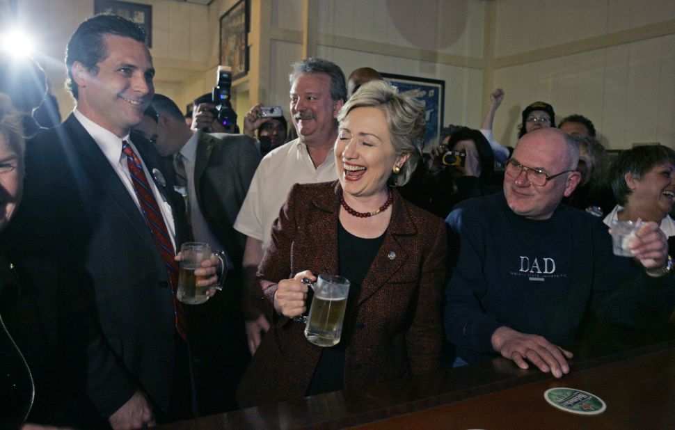 After taking shots at Barack Obama for much of the day, Hillary Clinton used a 2008 campaign stop in Crown Point, Indiana, to drink a beer, take a shot of whiskey and munch on some pizza. What is more "I'm one of you" than that? Clinton, however, would go on to lose the 2008 Democratic primary.