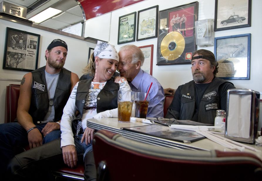 Most of what Joe Biden does comes off as relatable. But when you are vice president of the United States and a photo of you at a diner in Ohio looks like you are whispering sweet nothings in someone's ear, the imagery might be a bit too Joe.