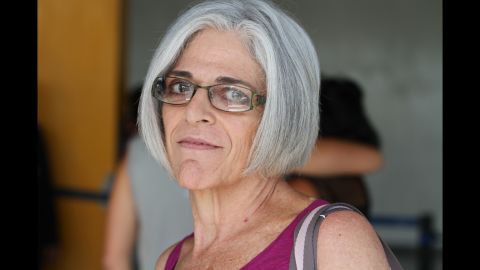 Judy Gross, the wife of jailed US contractor Alan Gross, after arriving in Cuba Tuesday to visit her husband and plead with Cuban government officials to release him from prison. Gross is serving a 15 year sentence for importing banned satellite communications equipment to the island.
