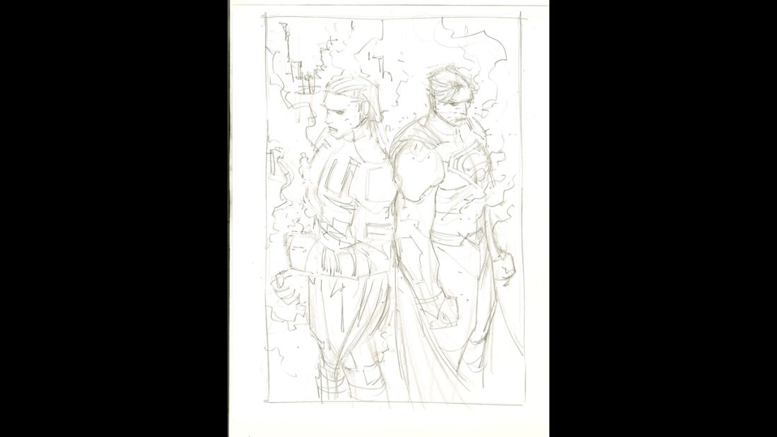 Early artwork of Ulysses and Superman.