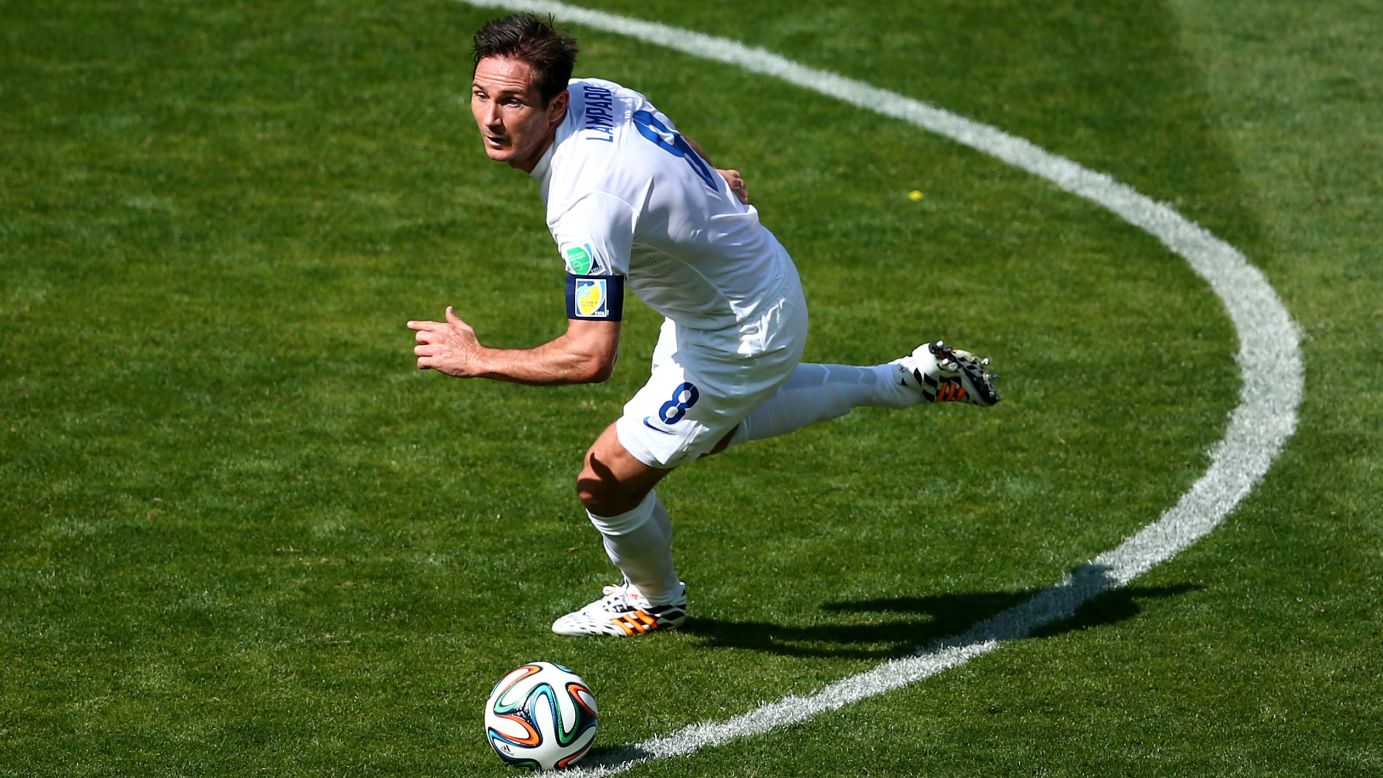 Frank Lampard of England controls the ball during the match against Costa Rica.