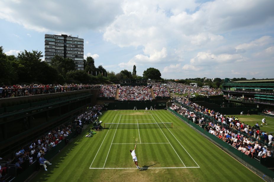 James Duckworth of Australia faces off against France's Richard Gasquet on Court 18. 13th seed Gasquet, a semifinalist at Wimbledon in 2007, won the first round match 6-7 (3/7) 6-3 3-6 6-0 6-1.  