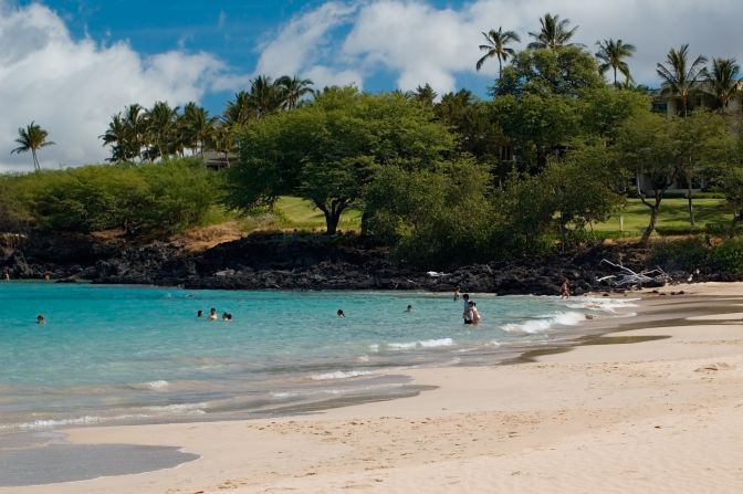 The water at Hapuna Beach State Recreation Area on Hawaii's Big Island is inviting and clean.