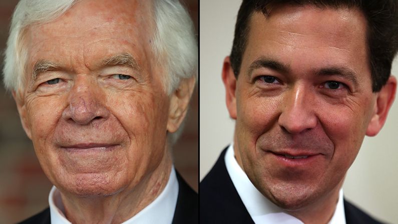 The race between Cochran, left, and McDaniel was so close it went to a three-week runoff election. A photo of Cochran's ailing wife, Rose Cochran, in a nursing home bed created a political firestorm in the campaign. She was suffering from dementia at the time.
