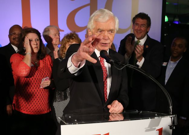 Cochran addresses supporters in June 2014 in Jackson after holding on to his Senate seat in a narrow victory over tea party-aligned Chris McDaniel. Cochran's relationship with Webber was the subject of scrutiny during the bruising primary battle.