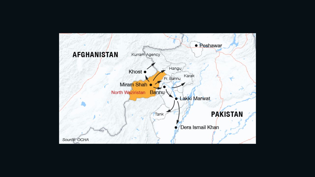 Map: Civilians flee North Waziristan