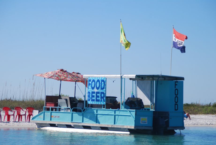 In Keewaydin Island, Florida, the food truck doesn't come with wheels. The island is only accessible by boat.