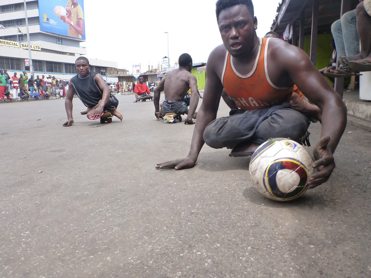 The players meet every Sunday at an abandoned taxi stand in Accra, the nation's capital.