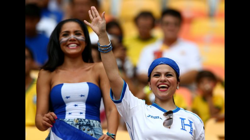 Honduras fans enjoy themselves before the match against Switzerland.
