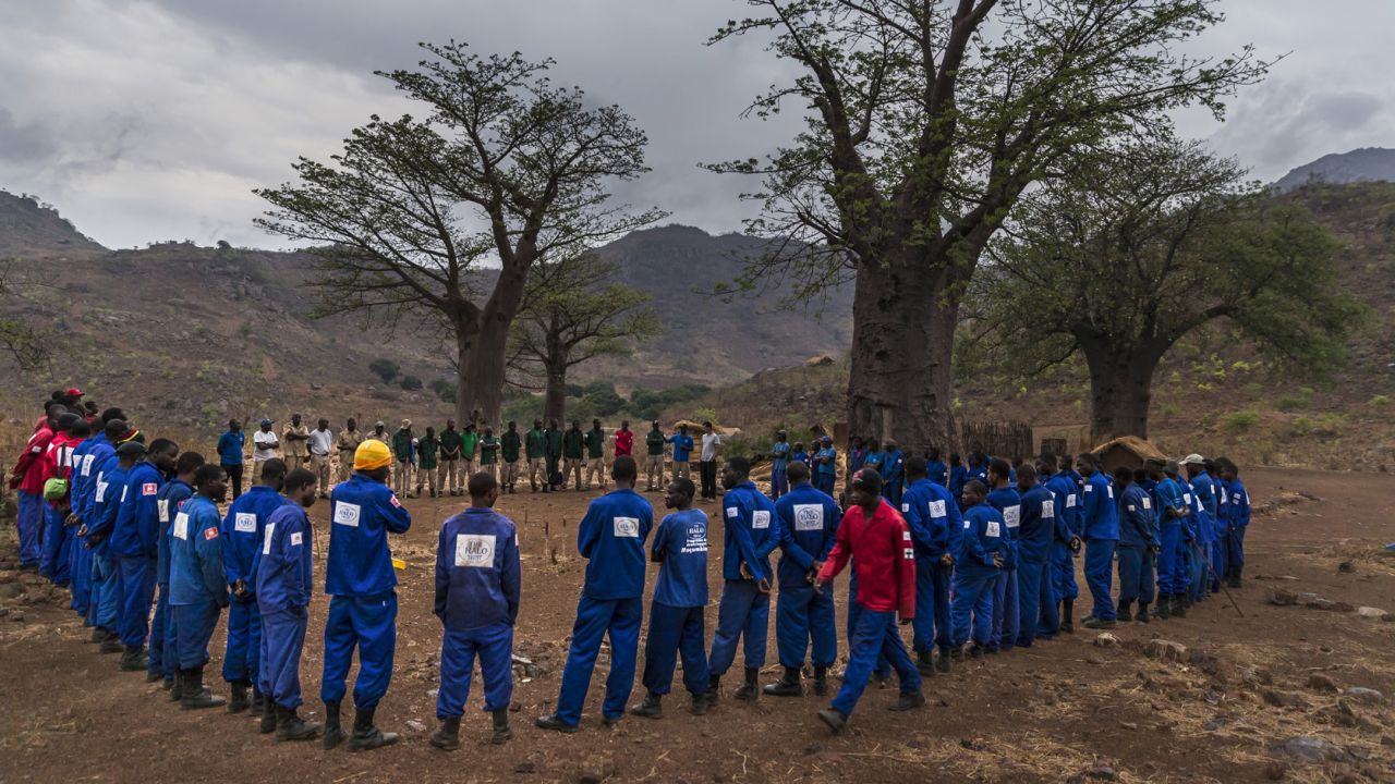 The HALO Trust demining camp is seen in the Chinsunga mountains in Mozambique's Tete province. The organization has cleared more than 22,700 anti-personnel mines and reclaimed more than 500,000 square meters of land for the local population. Mozambique is pushing to be land mine-free by the end of 2014.