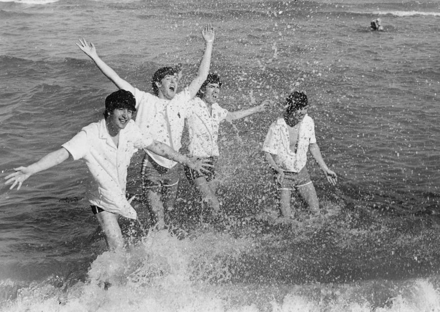 Beatlemania was in full swing in the summer 1964 as the album and film "A Hard Day's Night" swept across the country. Here, the Fab Four frolicked in the surf in Miami Beach, Florida, that year.