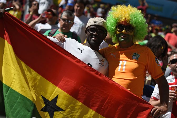 Fanáticos de Ghana también presentes en el Estadio Nacional de Brasilia antes del encuentro Ghana-Portugal. 