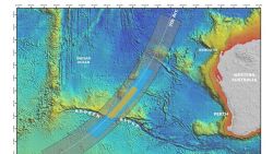 Australian Deputy Prime Minister Warren Truss announced a "refined" search area for missing flight MH370 Thursday. Malaysia, China and Australia announced the new high priority search zone -- 60,000 square km in area -- which is the broader blue area. The main priority area is the orange area in the center.  The blue area overlaps is the previous search area and the orange area "is where we think the best prospect of locating the missing aircraft is highest." The area searched to date is 860 square km.
