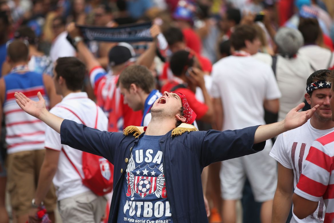Fans in Chicago's Grant Park celebrate June 26 after learning that the U.S. team would advance to the next round of the World Cup.