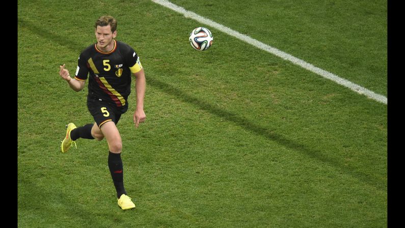 Belgium defender Jan Vertonghen celebrates after scoring during a World Cup match against South Korea on Thursday, June 26, at the Corinthians Arena in Sao Paulo.