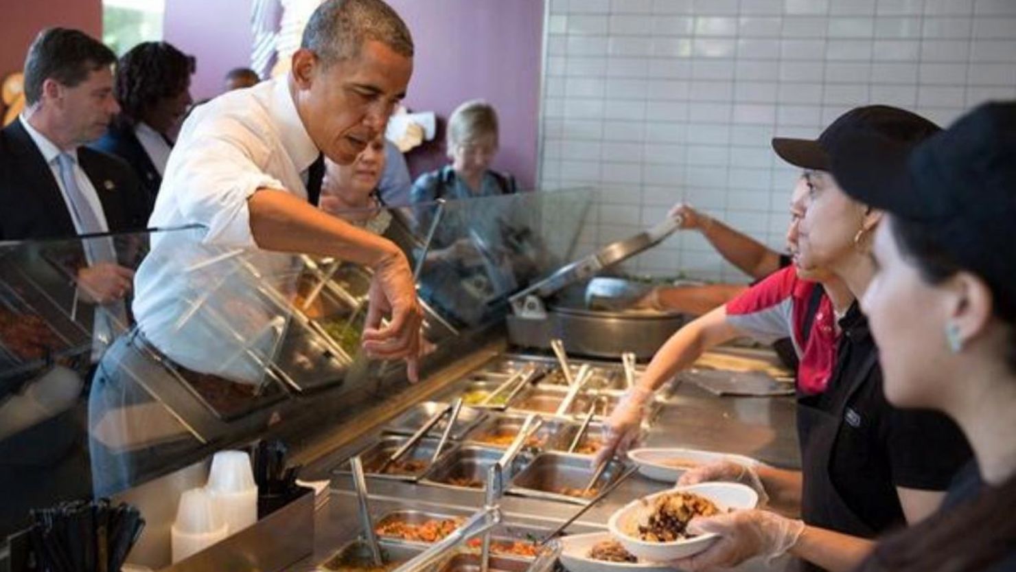 Obama visits Chipotle