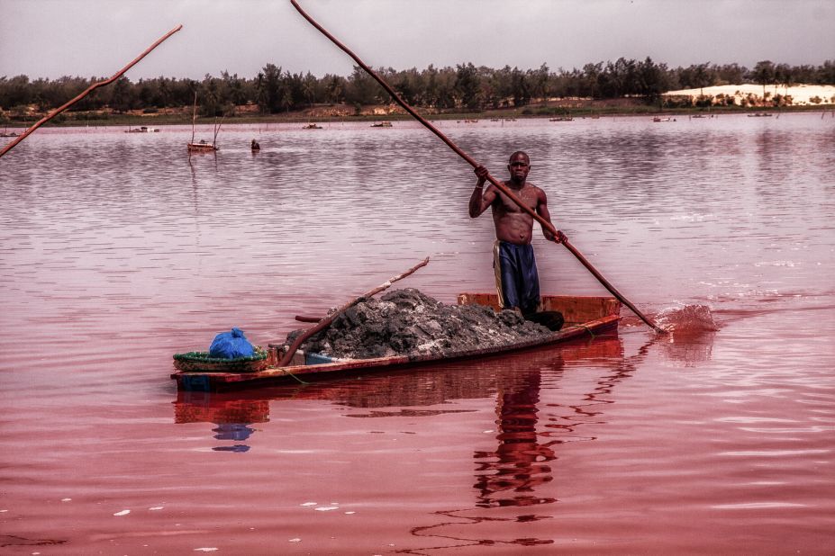 <strong>Lake Retba, Senegal:</strong> Lake Retba, also called Lac Rose by locals, is a highly saline body of water, one of the highest in the world. The lake gets its color from bacteria -- which are totally safe -- in the water, which produces a red pigment to absorb sunlight. 