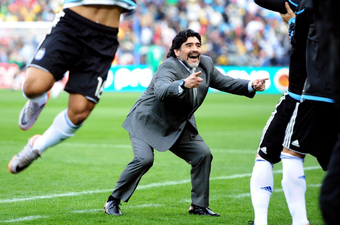 Maradona coached Argentina in the 2010 World Cup finals, but the South Americans were dumped out in the quarterfinals after a 4-0 defeat by Germany.