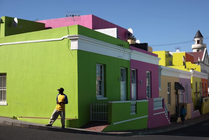 "We live in the technology age where people expect to exchange information instantly," says Ebrahim about his reasoning for creating a tour where visitors can go online while being driven to the next destination. Seen here is the Bo Kaap district of Cape Town, famous for its colorful houses. 