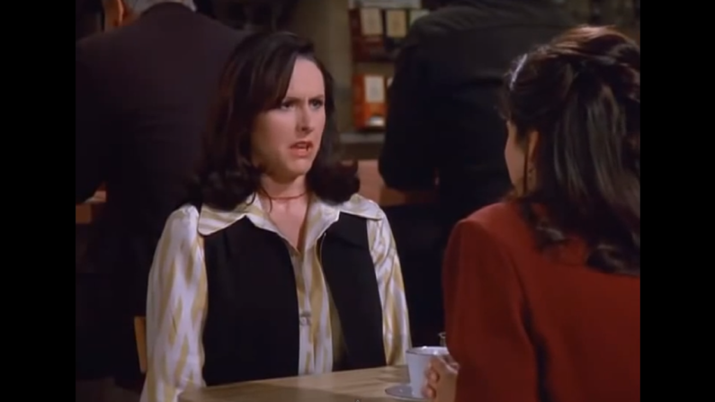 Molly Shannon plays Elaine's co-worker, Sam, a woman who doesn't move her arms when she walks. In the season eight episode, Sam sees Elaine making fun of her and trashes Elaine's office and leaves her crazy voice mails. Shannon is known for her work on "Saturday Night Live."