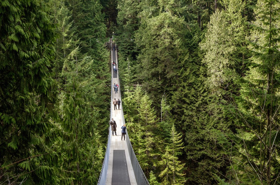 <strong>Capilano Suspension Bridge: </strong>British Columbia's Capilano Suspension Bridge is only a few minutes away from Vancouver's city center. Built in 1889, it stretches 137 meters across and 70 meters above the Capilano River. 
