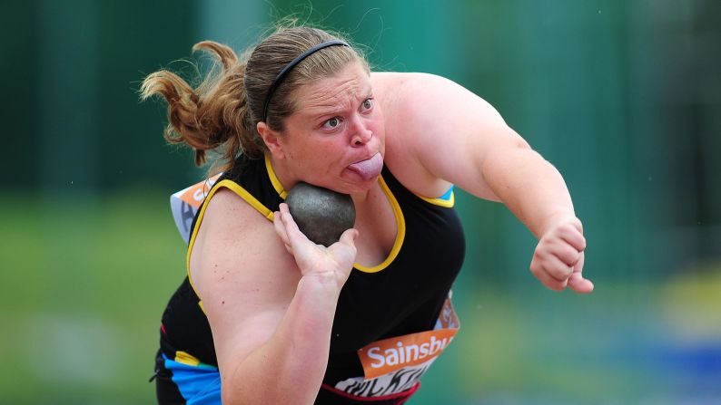 Sophie McKinna competes in the women's shot put final at the British Athletics Championships in Birmingham, England, on Saturday, June 28. Eden Francis won the event.