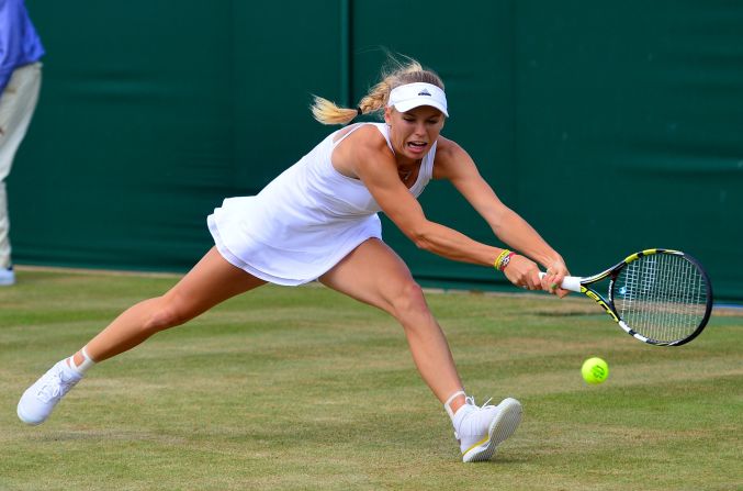 Caroline Wozniacki (pictured) was knocked out on Monday, beaten 6-2 7-5 by the Czech Republic's Barbora Zahlova Strycova. Victory propels the world No. 43 into her first ever grand slam quarterfinal.