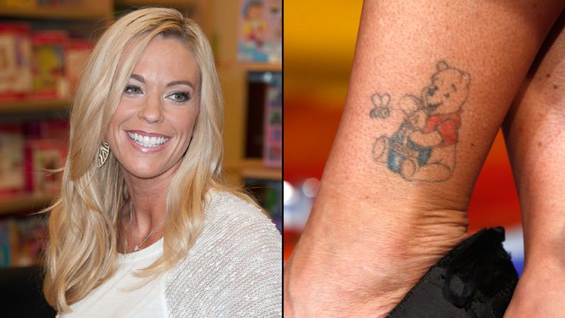 Kate Gosselin, quien es madre en un reality show, tiene tatuado a Winnie the Pooh en su pierna. 