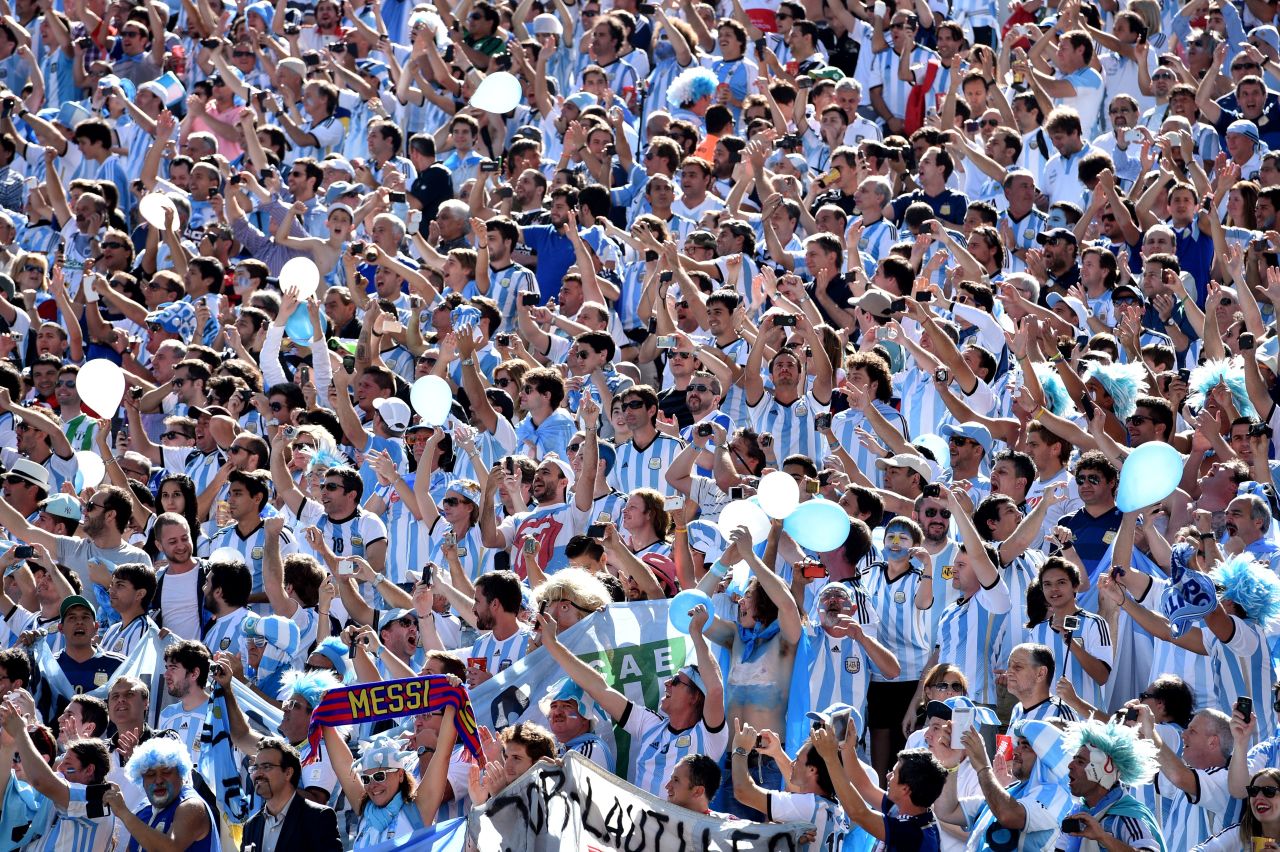 Argentina supporters cheer before the start of the match.