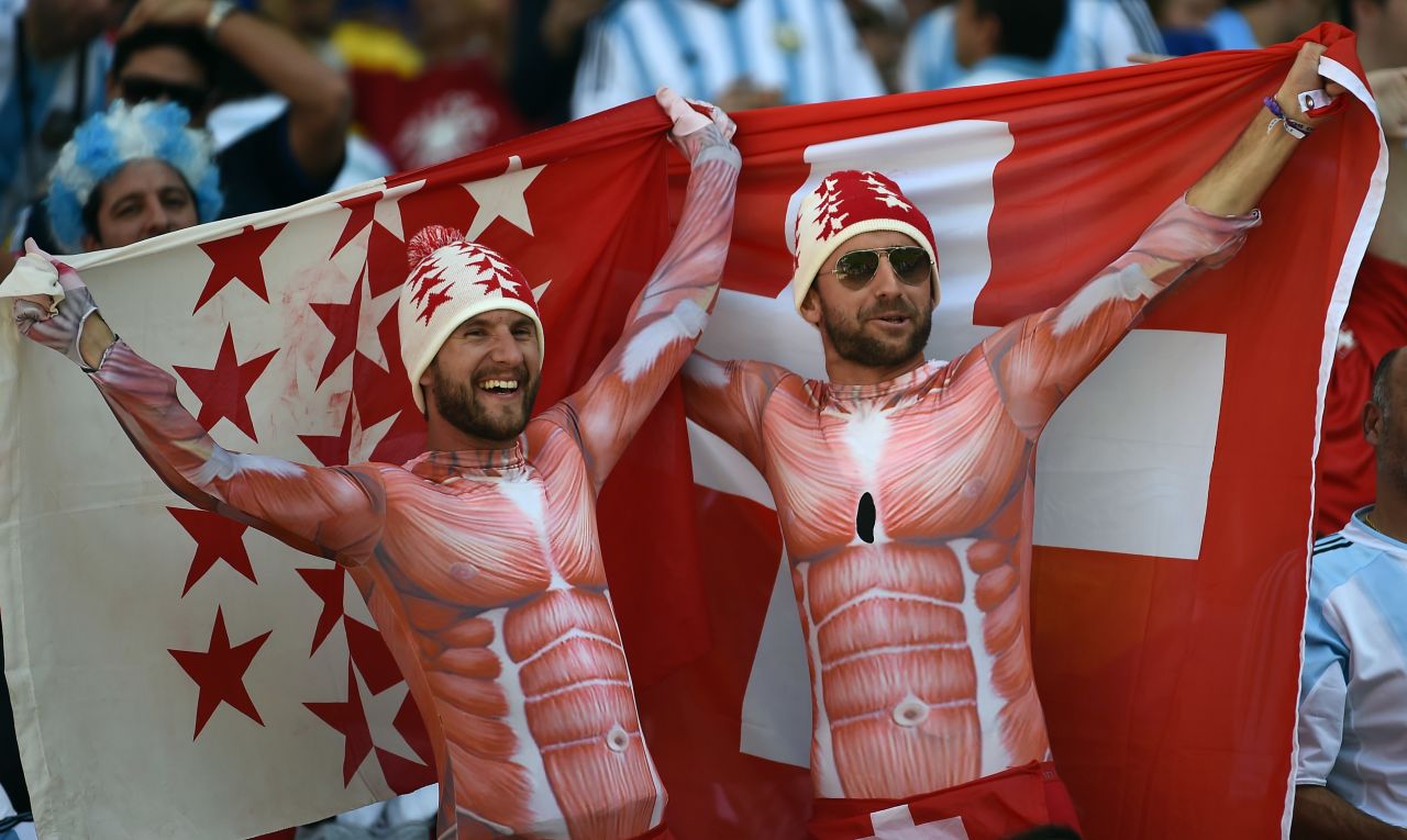 Switzerland fans cheer before the match. <a href="http://www.cnn.com/2014/06/30/football/gallery/world-cup-0630/index.html">See the best World Cup photos from June 30</a>