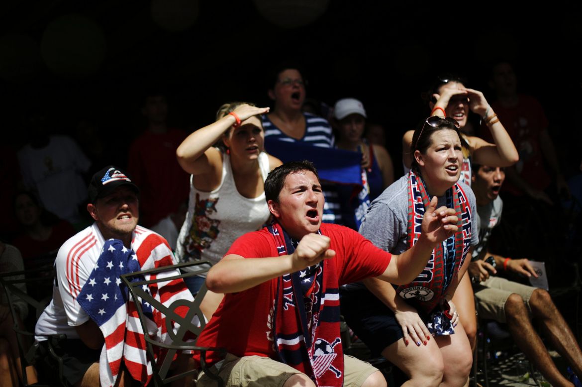 U.S. fans in Atlanta watch the Belgium match.