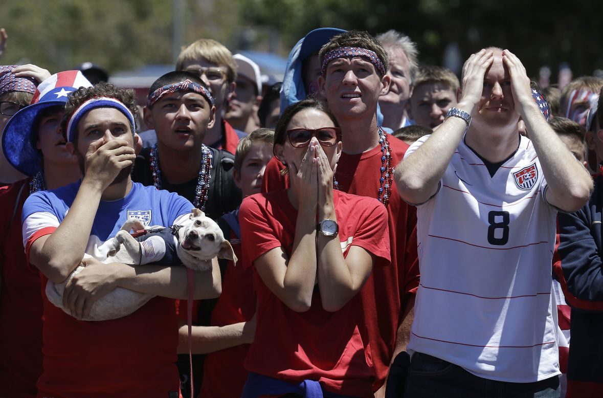 Fans in San Francisco react as they watch the Belgium match.