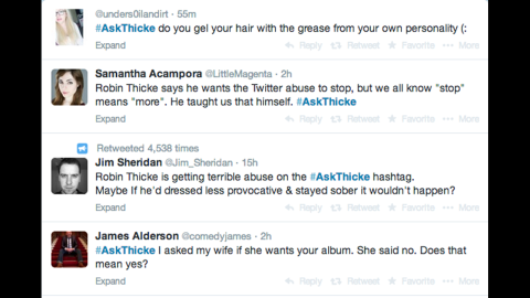A sample of the #AskThicke Q&A from Twitter.
