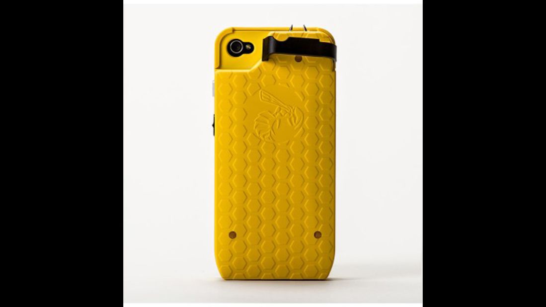 Another personal-protection case, the <a href="http://www.yellowjacketcase.com/]" target="_blank" target="_blank">Yellow Jacket</a>, packs a powerful stun gun and was developed by a former military police officer. The Yellow Jacket's case delivers 650,000 volts of electricity to would-be assailants, retails for about $100 and is available for iPhone 4 and 5.  