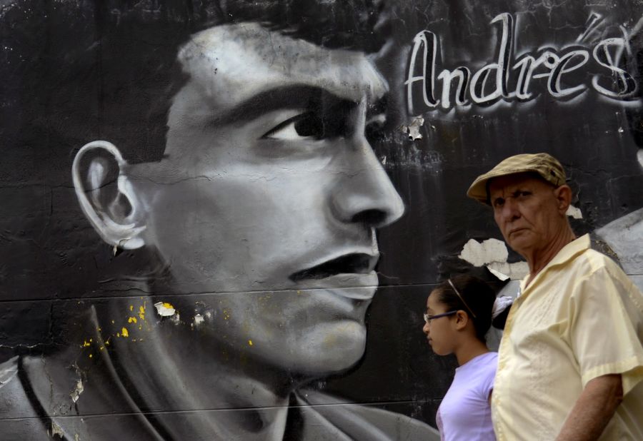 A mural in Andres Escobar's home town of Medellin in Colombia remembers the murdered defender.