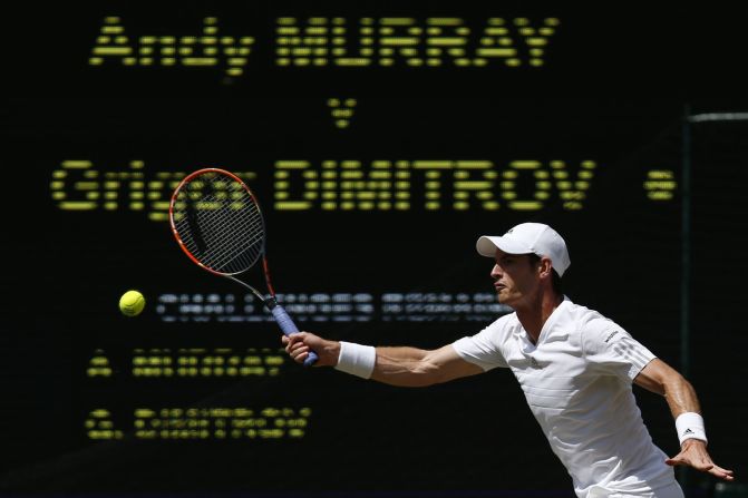 Defending Wimbledon champion Andy Murray took on Bulgaria's Grigor Dimitrov in the quarterfinals Wednesday.