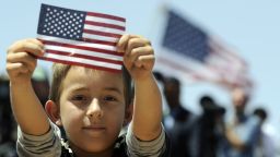 immigration boy american flag