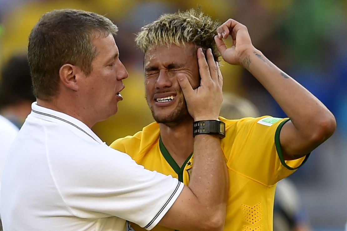 Brazil star Neymar breaks down in sheer relief after the win over Chile.