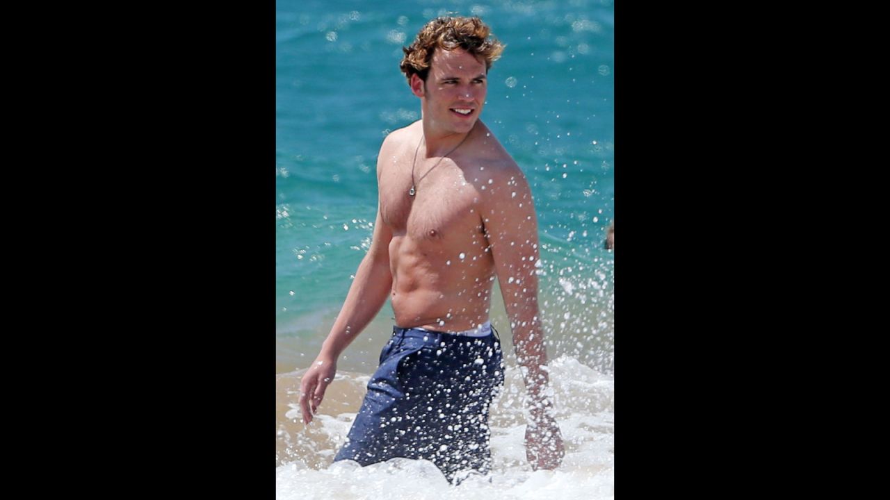 Sam Claflin channeled his water-loving "Hunger Games" character Finnick Odair while vacationing in Hawaii in April 2014.