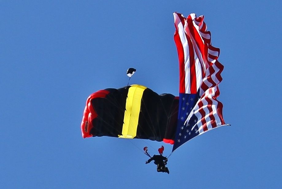 You often see the American flag flying in the sky, but this is an over-achievement. <a href="http://ireport.cnn.com/docs/DOC-1144092">Billy Ocker</a> photographed the stars and stripes gliding down with a parachutist during the annual Fourth of July parade in Sebastian, Florida, in 2013. 