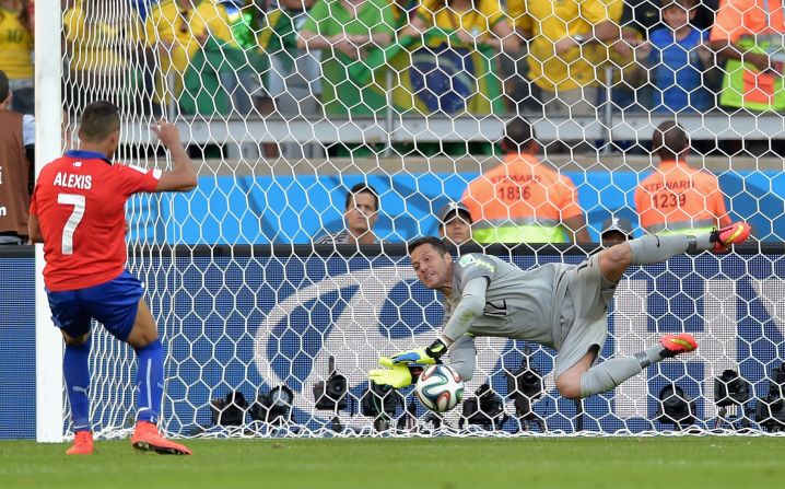 Julio Cesar was Brazil's stand-out performer in the penalty shoot out against Chile. His two saves helped Brazil through to the quarterfinals. 