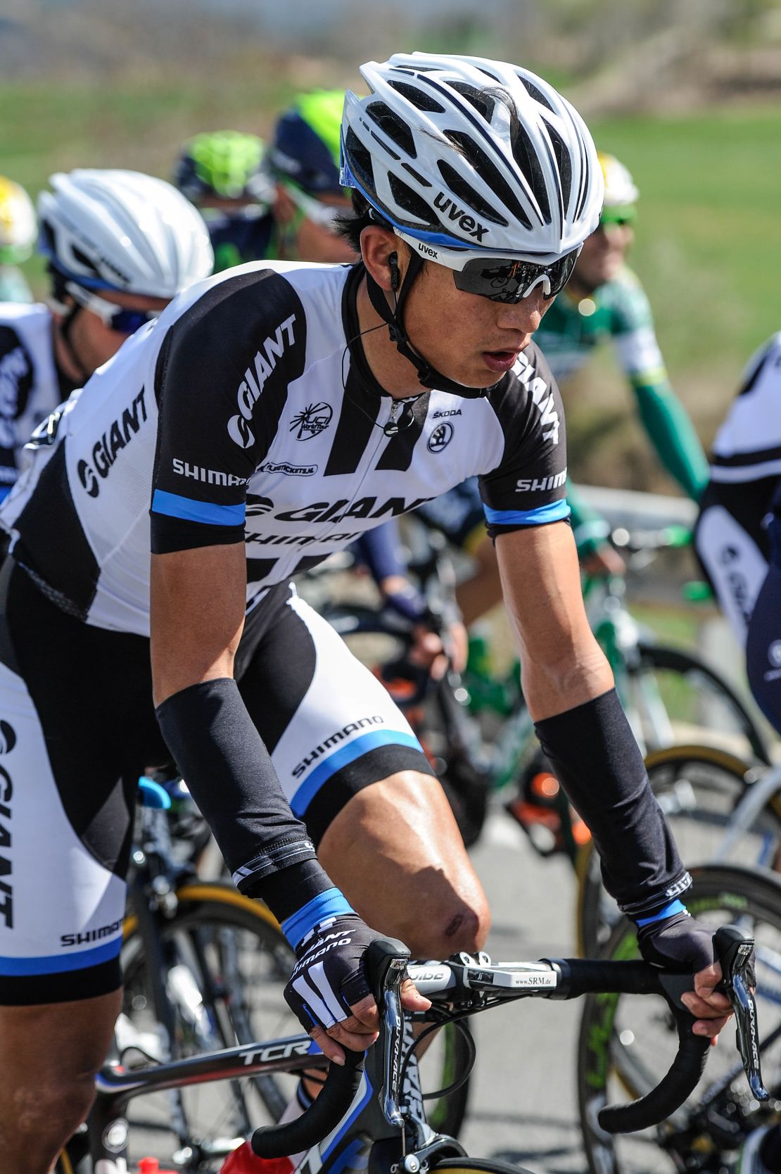 Ji Cheng races during Stage Five of the Vuelta a España in March 2014 in Camprodon, Spain.