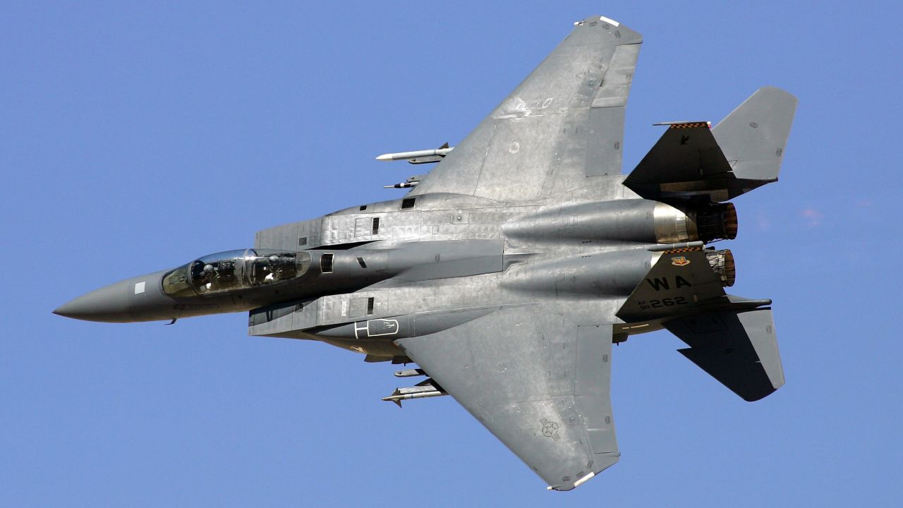 An F-15E Strike Eagle was designed for long-range, high-speed interdiction without relying on escort or electronic warfare aircraft. It was derived from the F-15 Eagle, which was developed to enhance U.S. air superiority during the Vietnam War.