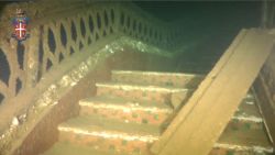 Italian police release footage showing the underwater exterior and interior of the wrecked cruise ship Costa Concordia.