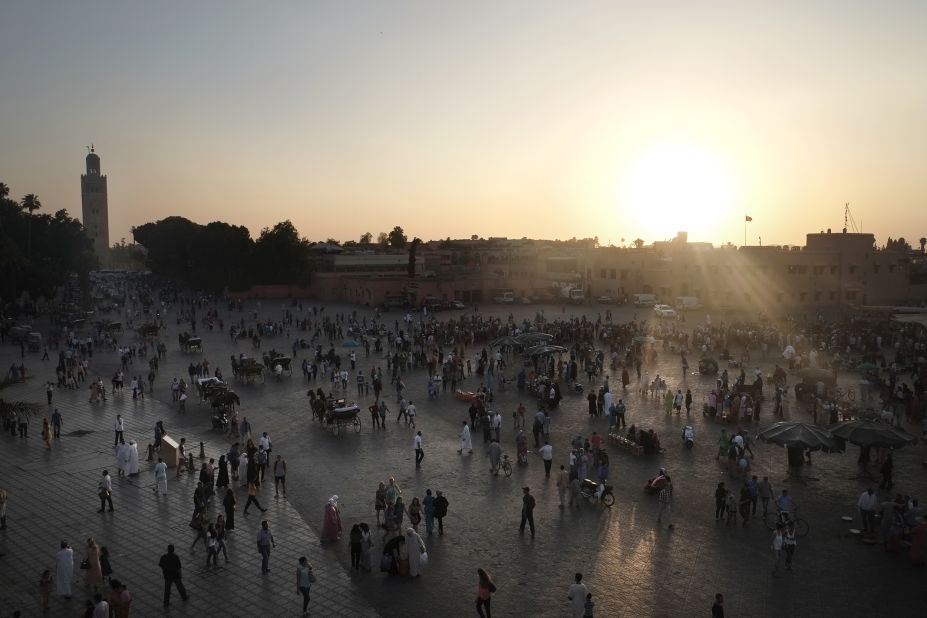 The rooftops of cafes and restaurants surrounding Jemaa el-Fna offer commanding views of the marketplace and glorious sunsets.